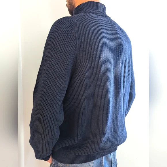 Men's Vintage Navy Cotton Turtleneck Size L - Picture 5 of 12